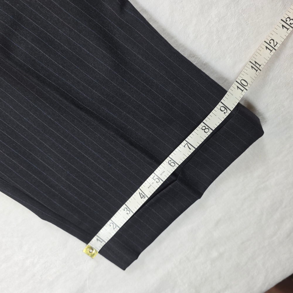 Chaps Mens 48L 42x32 Wool Pinstripe Suit Charcoal Gray 3 Button Pleated Cuffed - Picture 16 of 16